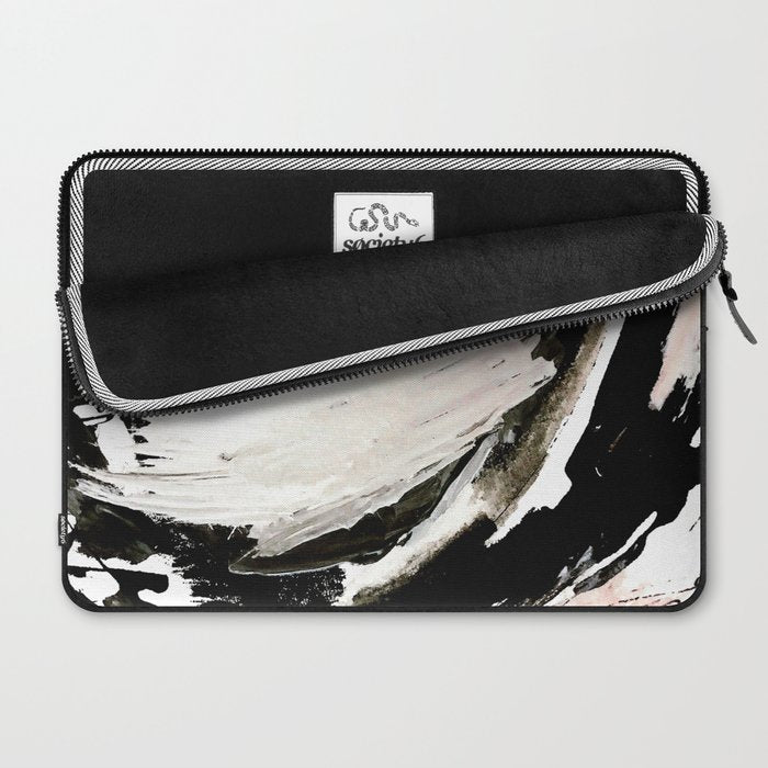 Crash: an abstract mixed media piece in black white and pink Laptop Sleeve Gallery Image 2