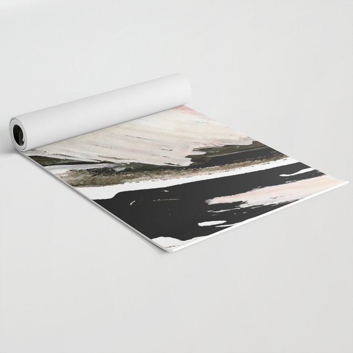 Crash: an abstract mixed media piece in black white and pink Yoga Mat Gallery Image 2