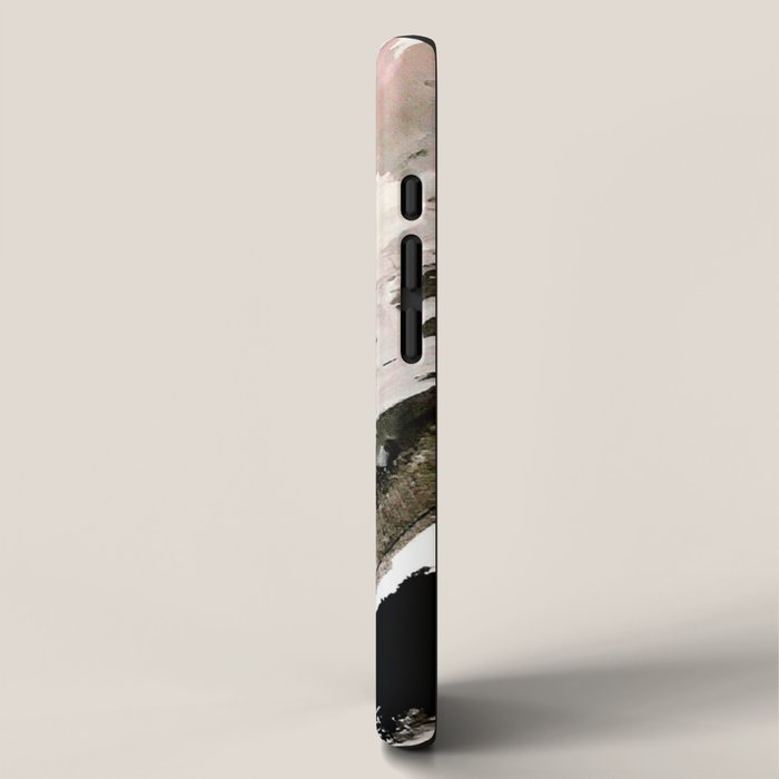 Crash: an abstract mixed media piece in black white and pink iPhone Case Gallery Image 2