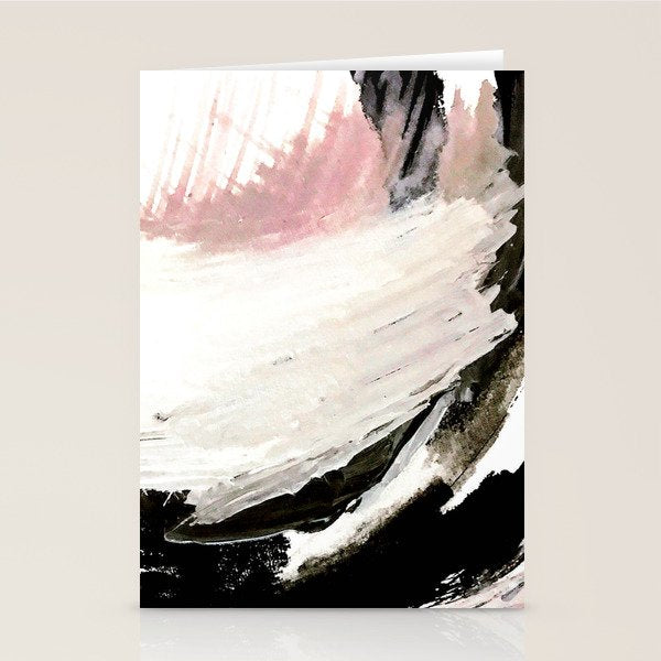 Crash: an abstract mixed media piece in black white and pink Stationery Card Gallery Image 2
