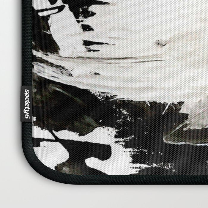 Crash: an abstract mixed media piece in black white and pink Laptop Sleeve Gallery Image 3