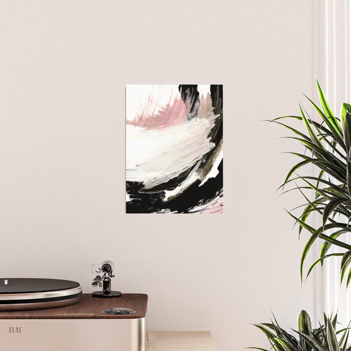 Crash: an abstract mixed media piece in black white and pink Poster Gallery Image 2