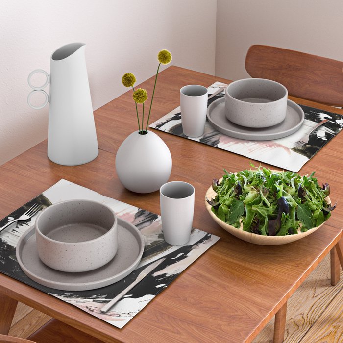 Crash: an abstract mixed media piece in black white and pink Placemat Gallery Image 2