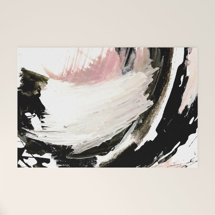 Crash: an abstract mixed media piece in black white and pink Welcome Mat Gallery Image 1