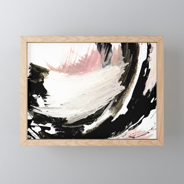 Crash: an abstract mixed media piece in black white and pink Mini Art Print Gallery Image 1