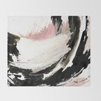 Crash: an abstract mixed media piece in black white and pink Throw Blanket Gallery Image 2