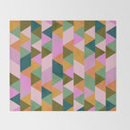 Retro Modern Pink Green Geometric Triangle Art Throw Blanket Gallery Image 2