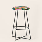 Retro Modern Pink Green Geometric Triangle Art Stool Gallery Image 1