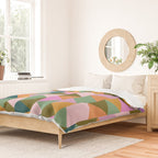 Retro Modern Pink Green Geometric Triangle Art Duvet Cover Gallery Image 2