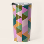 Retro Modern Pink Green Geometric Triangle Art Travel Mug Gallery Image 3
