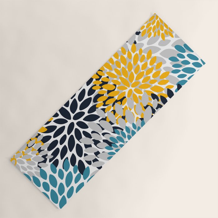 Modern Teal, Yellow and Blue Yoga Mat Gallery Image 1