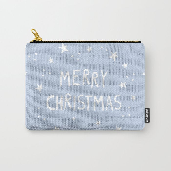 Merry Christmas light blue and white  Carry All Pouch Gallery Image 1