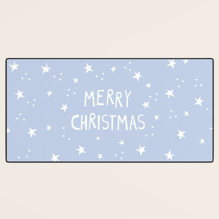 Merry Christmas light blue and white  Desk Mat Gallery Image 3