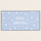 Merry Christmas light blue and white  Desk Mat Gallery Image 3