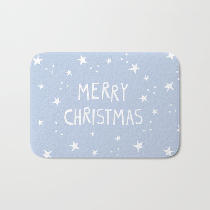 Merry Christmas light blue and white  Bath Mat Gallery Image 1