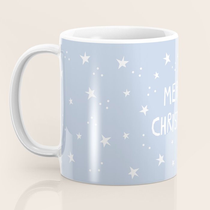 Merry Christmas light blue and white  Coffee Mug Gallery Image 3