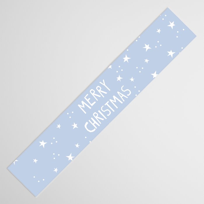 Merry Christmas light blue and white  Table Runner Gallery Image 3