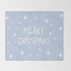 Merry Christmas light blue and white  Throw Blanket Gallery Image 2