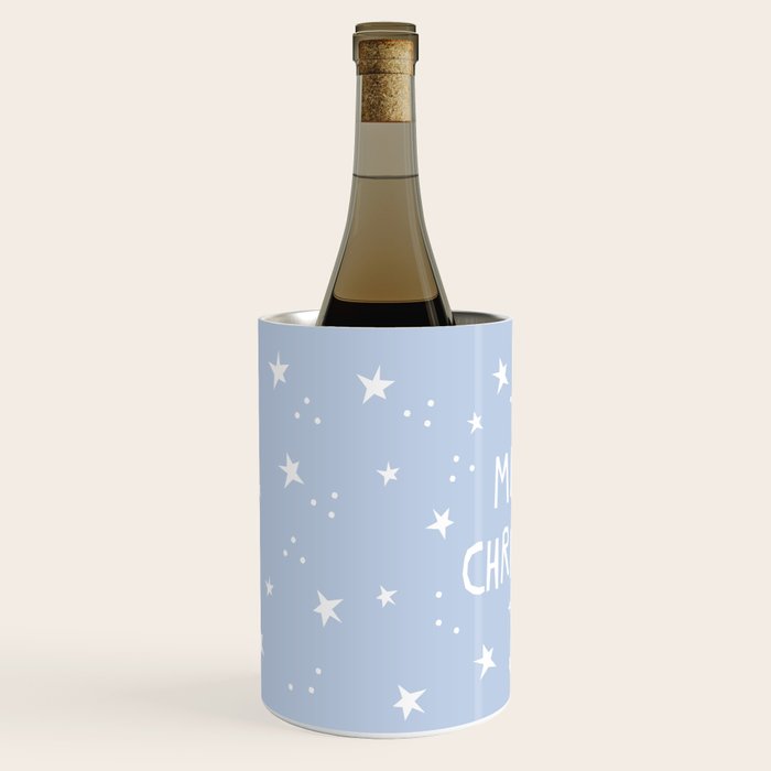 Merry Christmas light blue and white  Wine Chiller Gallery Image 2