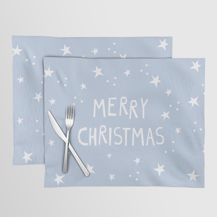 Merry Christmas light blue and white  Placemat Gallery Image 1