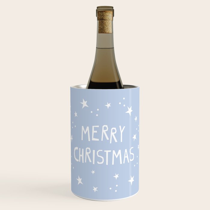 Merry Christmas light blue and white  Wine Chiller Gallery Image 1
