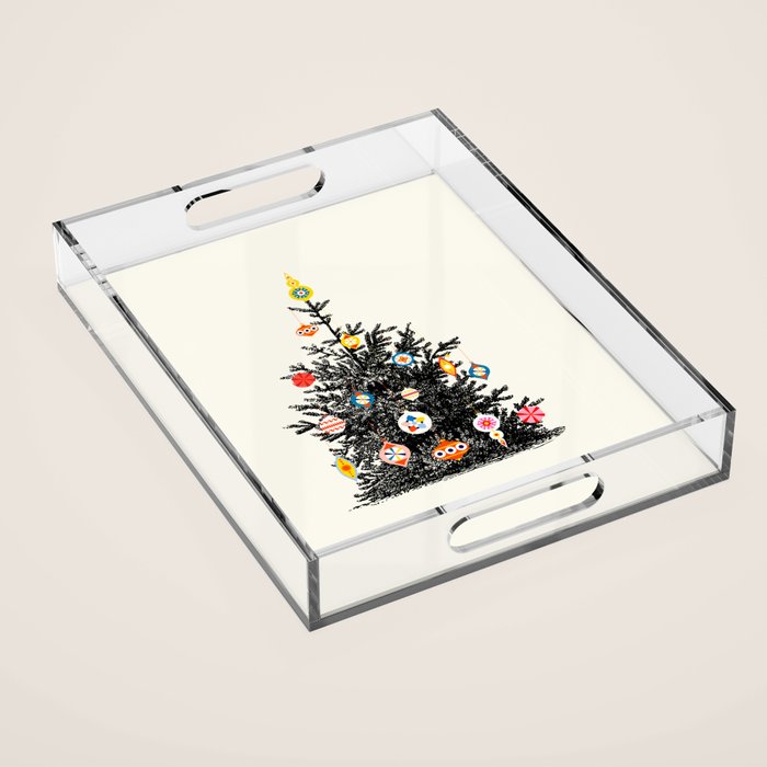 Retro Decorated Christmas Tree Acrylic Tray Gallery Image 1