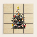Retro Decorated Christmas Tree Wood Wall Art Gallery Image 1