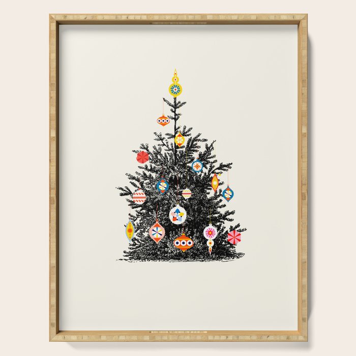 Retro Decorated Christmas Tree Serving Tray Gallery Image 1