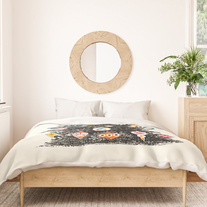 Retro Decorated Christmas Tree Duvet Cover Gallery Image 3