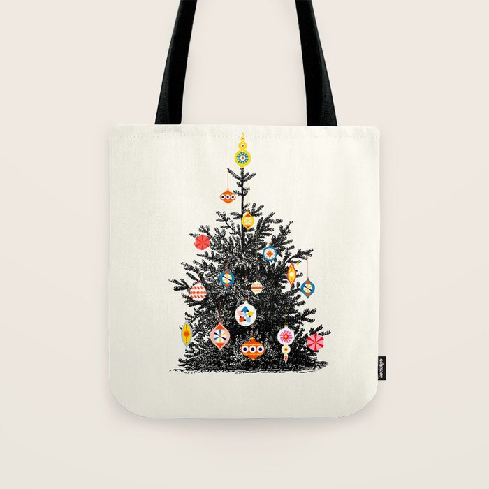 Retro Decorated Christmas Tree Tote Bag Gallery Image 1