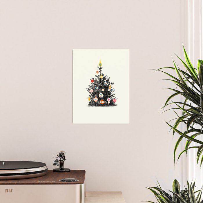 Retro Decorated Christmas Tree Poster Gallery Image 2