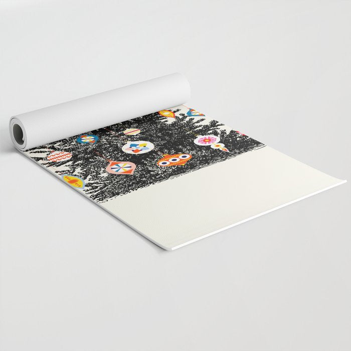 Retro Decorated Christmas Tree Yoga Mat Gallery Image 2