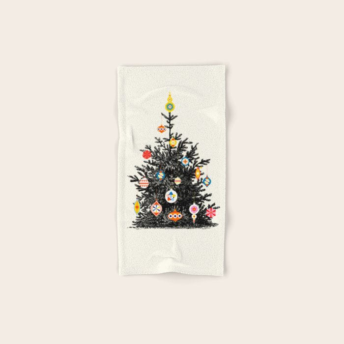 Retro Decorated Christmas Tree Hand & Bath Towel Gallery Image 1