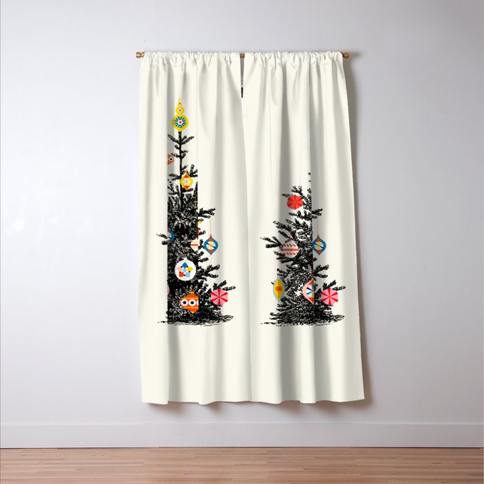 Retro Decorated Christmas Tree Window Curtain Gallery Image 3