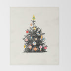 Retro Decorated Christmas Tree Throw Blanket Gallery Image 2