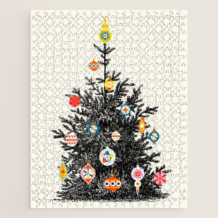 Retro Decorated Christmas Tree Jigsaw Puzzle Gallery Image 1