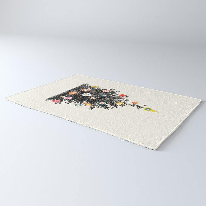 Retro Decorated Christmas Tree Rug Gallery Image 3