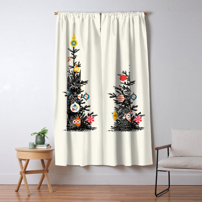 Retro Decorated Christmas Tree Window Curtain Gallery Image 5