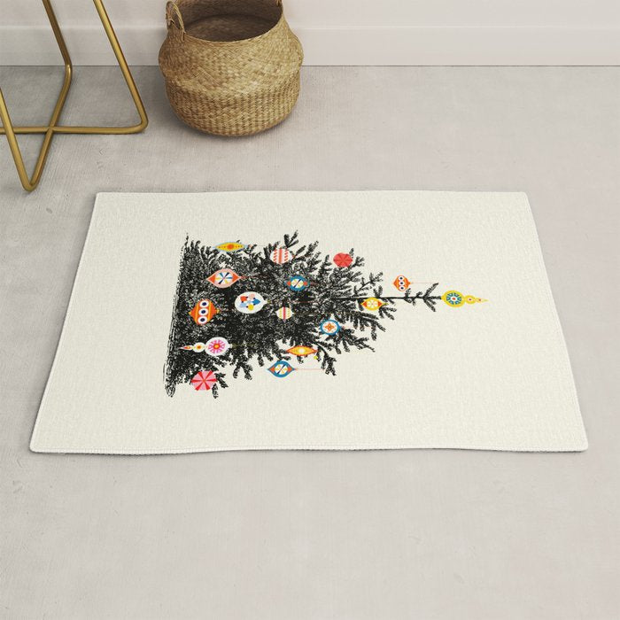 Retro Decorated Christmas Tree Rug Gallery Image 1