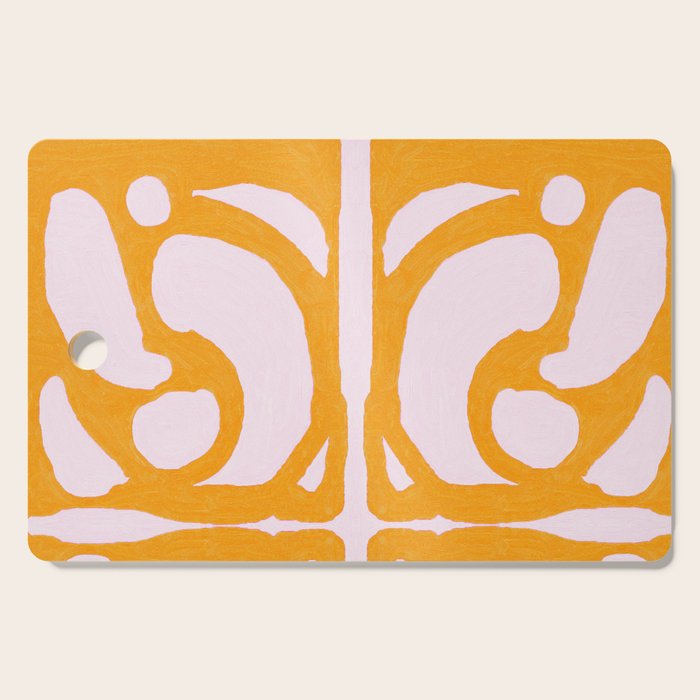 Abstract in Yellow and Cream Cutting Board Gallery Image 1