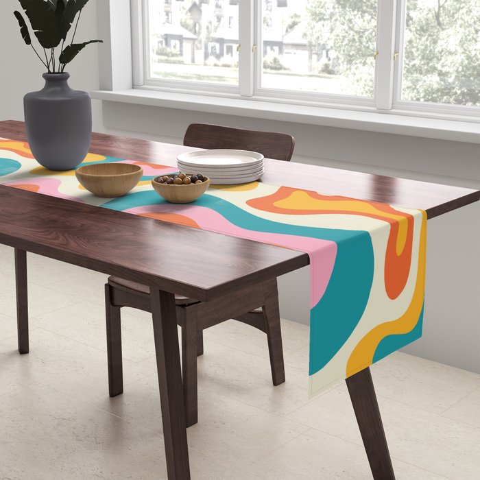 Colorful psychedelic hippie tie dye art pattern Table Runner Gallery Image 2