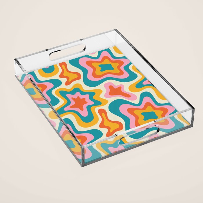 Colorful psychedelic hippie tie dye art pattern Acrylic Tray Gallery Image 1