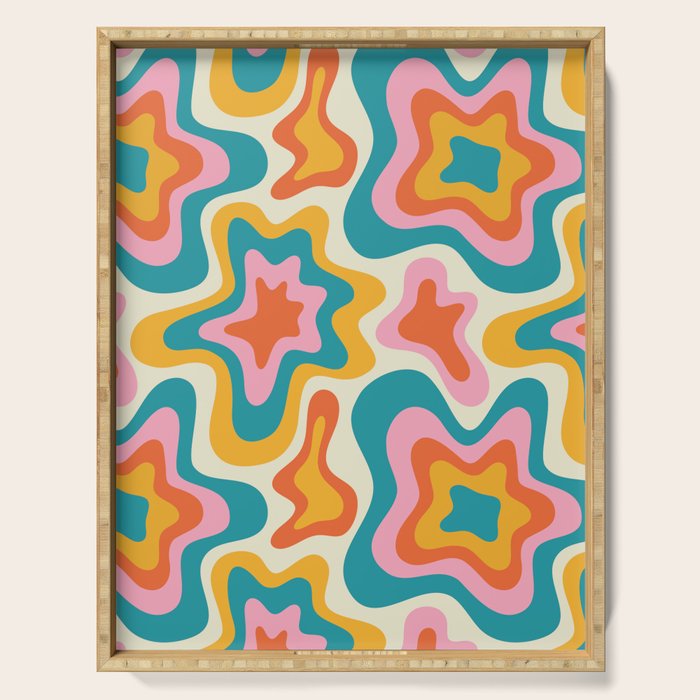 Colorful psychedelic hippie tie dye art pattern Serving Tray Gallery Image 1