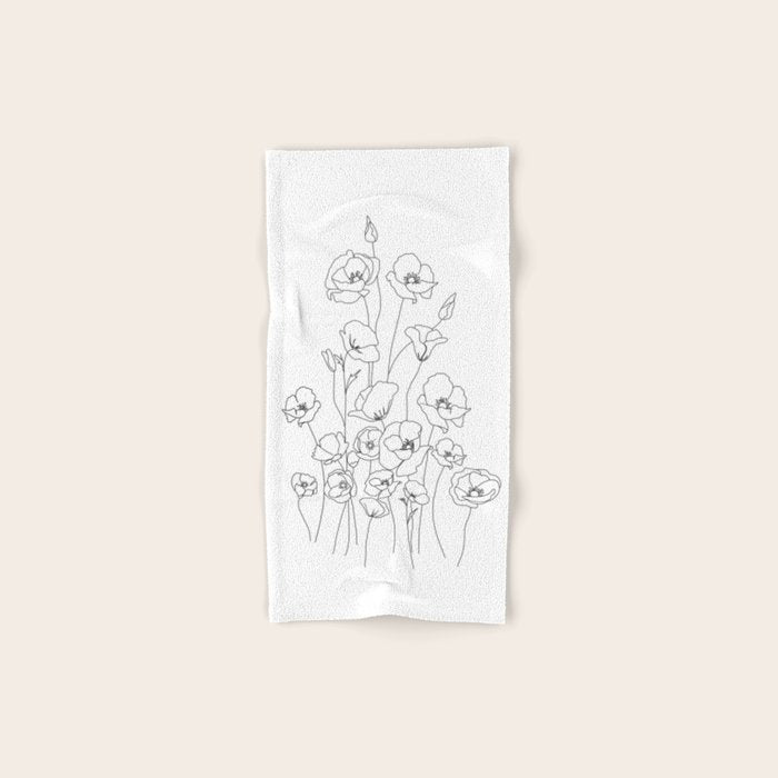 Poppy Flowers Line Art Towels Gallery Image 1