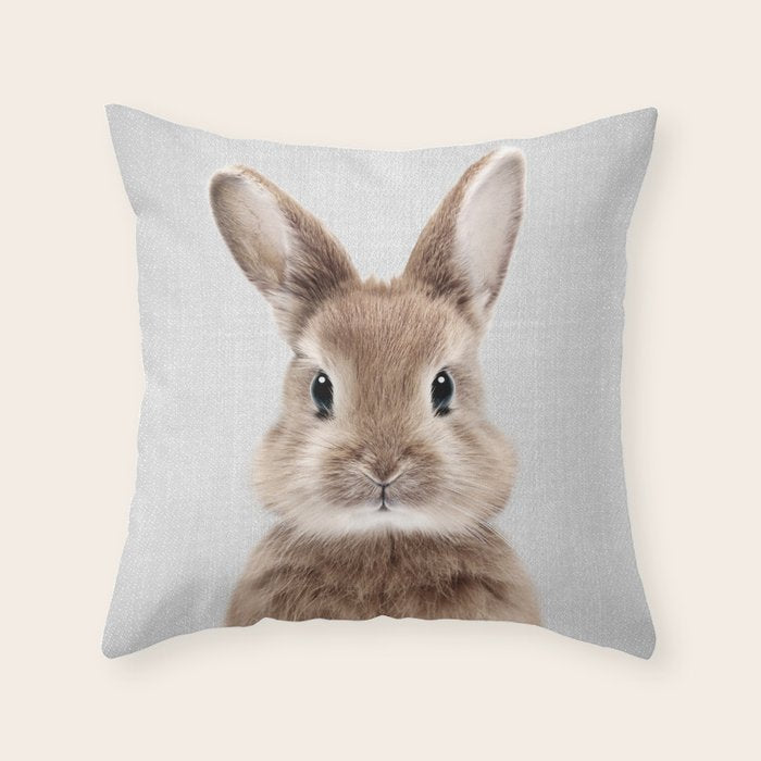 Baby Rabbit - Colorful Throw Pillow Gallery Image 1