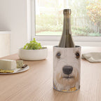 White Klimt Dog with Brown Eyes and Blue Jacket Wine Chiller Gallery Image 4