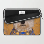 White Klimt Dog with Brown Eyes and Blue Jacket Laptop Sleeve Gallery Image 2