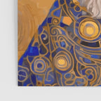 White Klimt Dog with Brown Eyes and Blue Jacket Poster Gallery Image 3