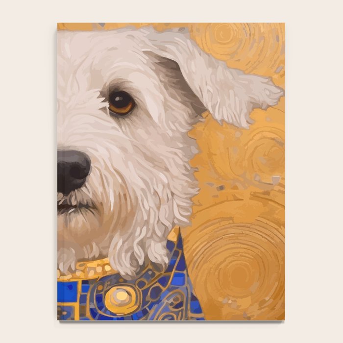 White Klimt Dog with Brown Eyes and Blue Jacket Notebook Gallery Image 4