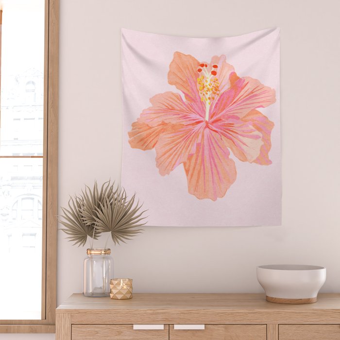 Hibiscus Flower Wall Tapestry Gallery Image 2